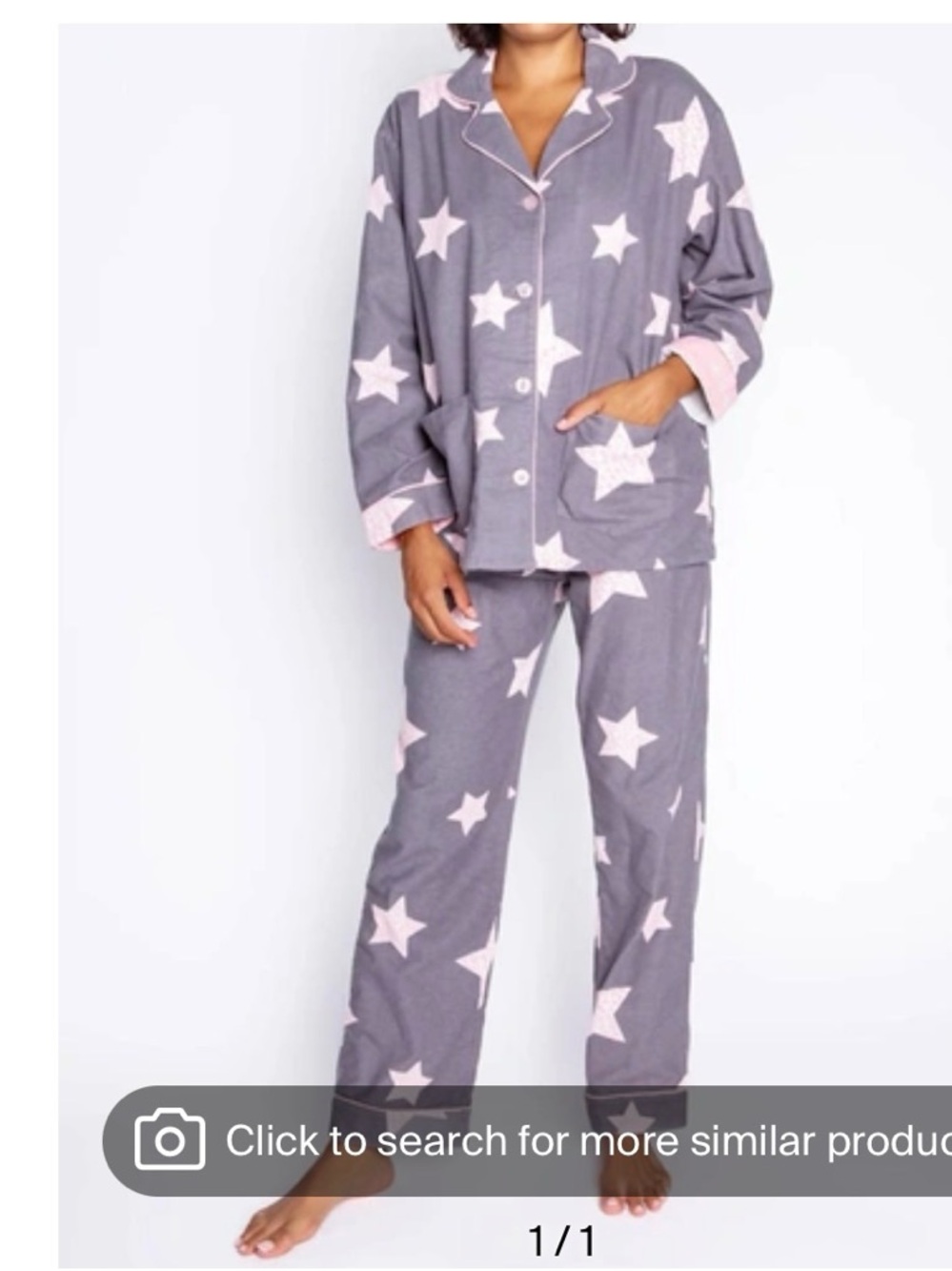 PJ Salvage Gray and Pink Star-Print Pajama Set